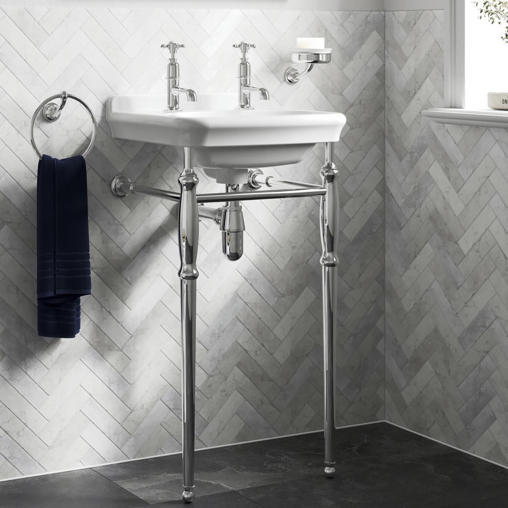 Burlington Guild 450mm Chrome Wash Stand & Basin - Image 1